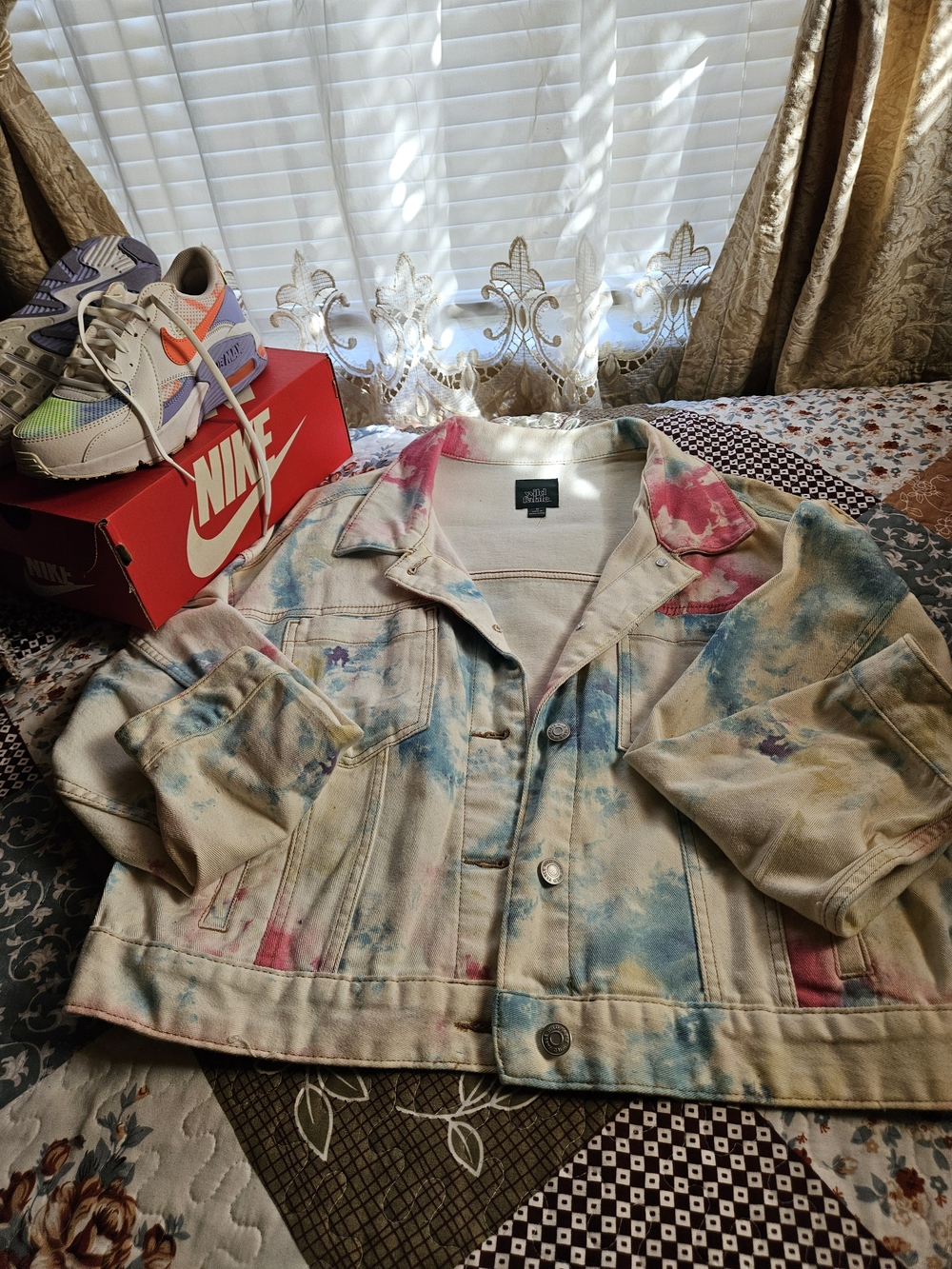 wild fable Pastel Tie-Dye Denim Jacket - Pink, Blue, Cream